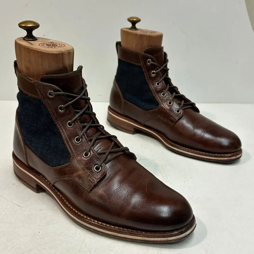 NEW HEELS Rancourt & Co x Helm Sam Boot Ray-Ray Horween Cone Denim Maine USA 7 D